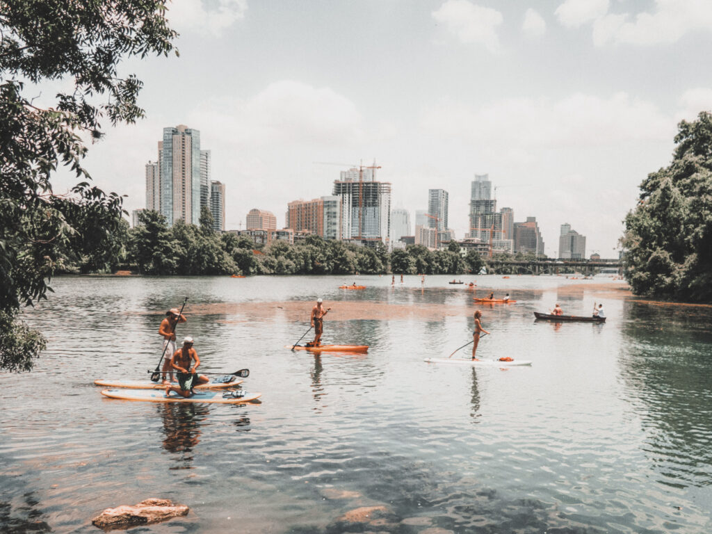 paddle boarding in austin during girls weekend in austin, texas